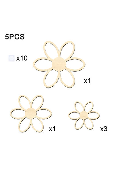 Choice 5pcs Hollow Flowers 5Pcs Wooden Daisy Wall Stickers Reusable Flowers W...