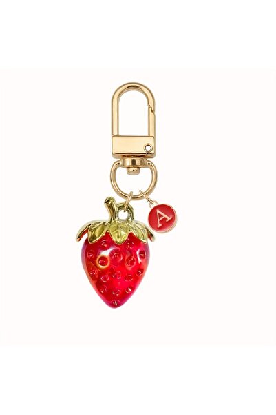 Choice A Adorable Strawberry Heart with Letter A-Z Keychain - Cute Bag Charms...