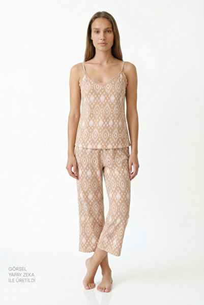 Penti Beige Belle Cotton Capri Pajama Set