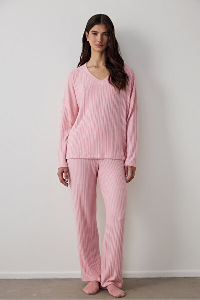 Penti Pink Cozy Pink Pants Thermal Effect Pajama Set