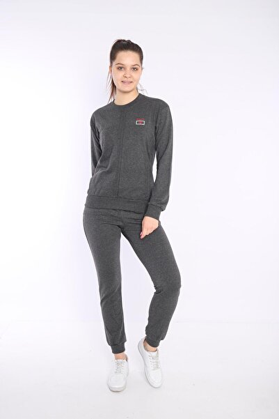 Piyera Women's Antramelange Two-Thread Stitching Detailed Long Sleeve Sweatsh...