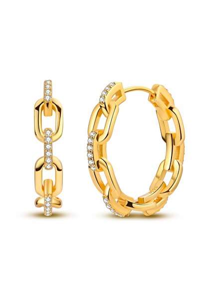 Choice37 KTE610 925 Silver Earring Gold Series Hoop Earring For Woman Snake H...