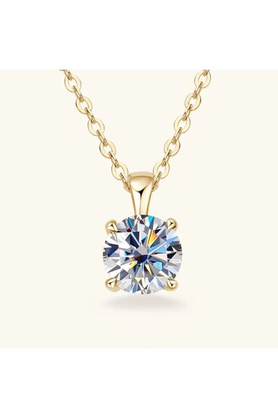 Choice 1.0ct Yellow Gold 6.5mm 1.0 Carat D Moissanite Solitaire Drop Necklace...