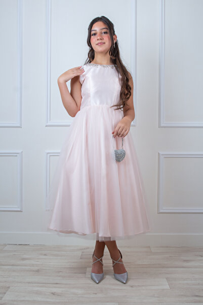 arushi Newly arrived light pink satin dress with elegant pearl details |