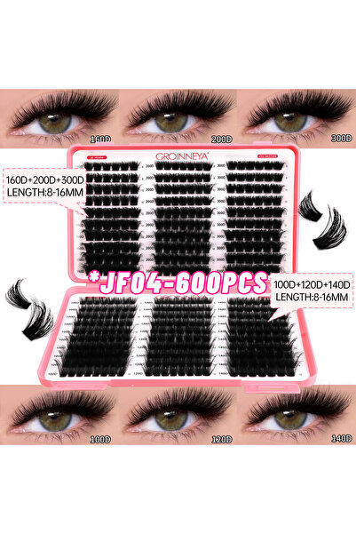 Choice6 600PCS-JF04 GROINNEYA Lashes Cluster DIY Lash Extension Mixed Tray Cl...