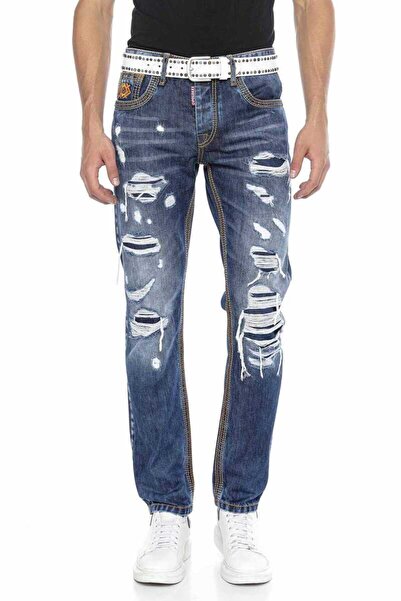 Cipo&Baxx Cd670 destroyed straight fit men's jean pants with pocket detail