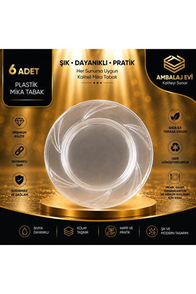 Ambalaj Evi Mika Tabak 26 cm Şeffaf | Lüks Plastik Tabak | Davet & Sunum | 6 ...