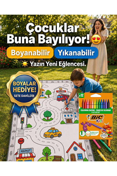 Nizal Home Eğitici Yıkanabilir Tekrar Boyanabilir Çocuk Odası Oyun Matı Boyam...