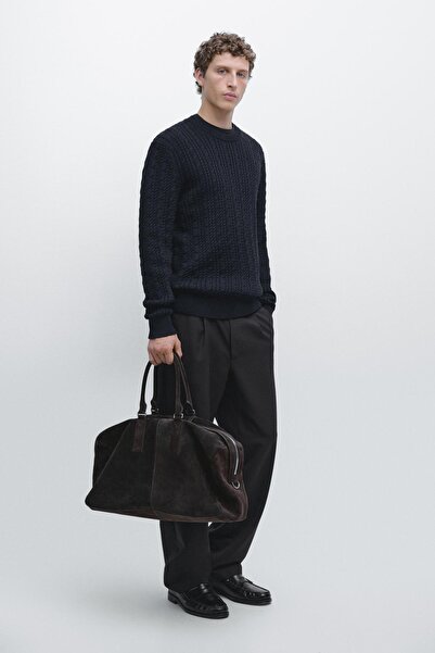 Massimo Dutti 100% cotton round neck cable knit jumper