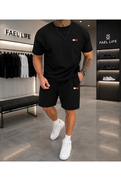 FAEL LİFE Unisex Oversize Wideformat Tričko Šortky Spodní Top PARIS LOGO Doub...