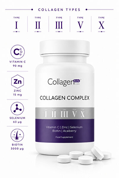 Collagen Forte Platinum 5 Tip Kolajen Complex Tip 1,2,3,5 Ve Tip 10 Biotin, Ç...