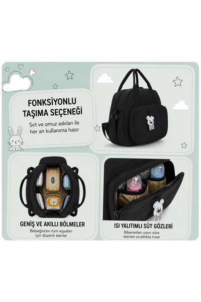 lucky baby Black Mother Baby Care Bag