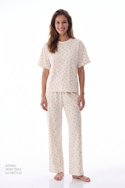 Penti Set de pijamale Gardenya Hallie cu pantaloni cu mâneci scurte și model șal