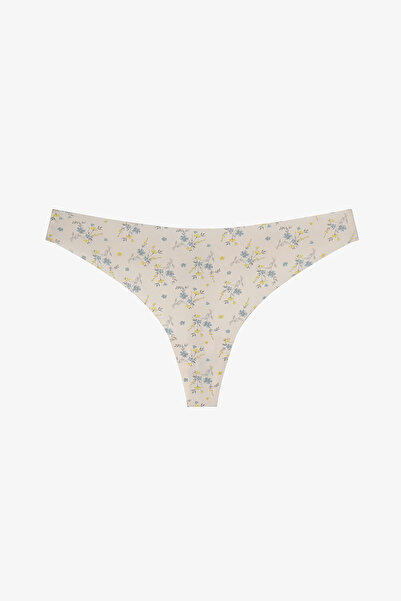 Penti Beige Printed Laser Cut Thong