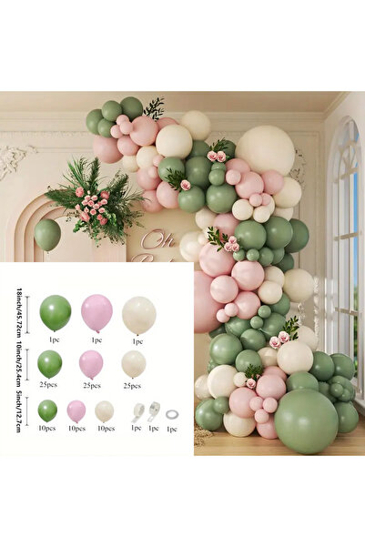 Choice As shown 111pcs 111pcs Avocado Green Sand White Pink Latex Balloons Ga...
