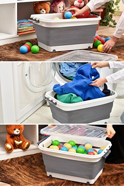 Open Home Concept 45 LT Wheeled Folding Multi-Purpose Toy-Erzak-Laundry Baske...