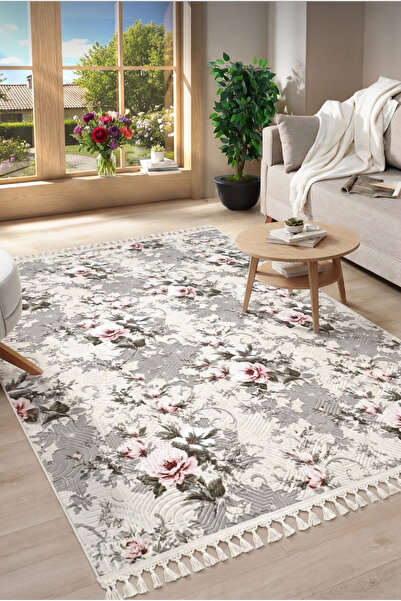AVEN HOME Püsküllü Kaymaz Salon Halısı - Koridor Mutfak Halısı - Yolluk