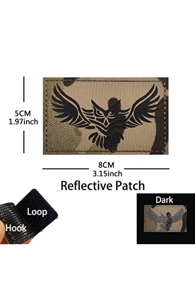 Choice5 03-CP Black Soaring Great Horned Owl Glow in Dark Morale Emblem Refle...