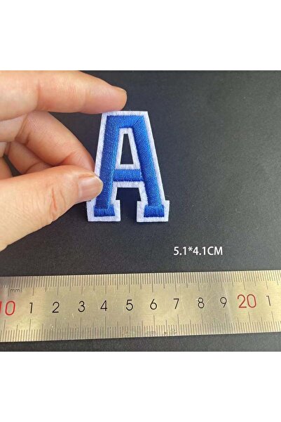 Choice17 A A~Z Blue Alphabet English Letters With White Edge Embroidery Appli...