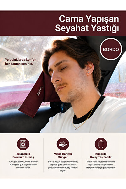 mobex Cama Yapışan Premium Visco Seyahat ve Boyun Yastığı