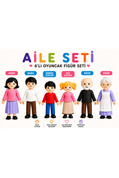 YAHO OYUNCAĞIN DOĞAL HALİ 6-Piece Puppet Family Set