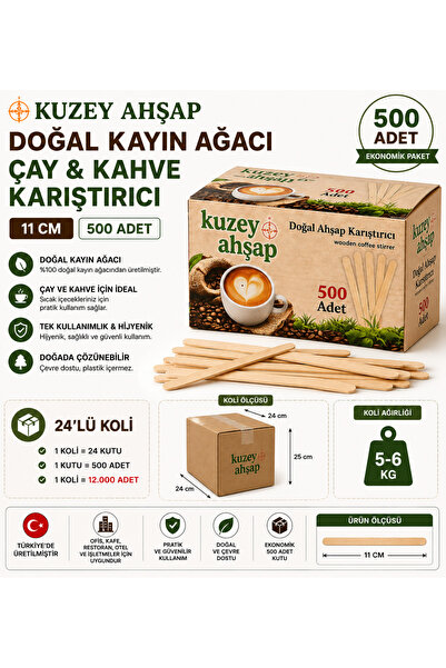 Kuzey Ahşap Ayancık KUZEY AHŞAP TAHTA ÇAY KAHVE KARIŞTIRICI 24X 500 ADET