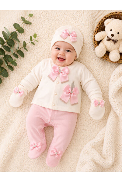 Waffle Baby 0-3 Ay Yenidoğan Hastahane Çıkışlı Bebek Tulum Takımı Pamuklu