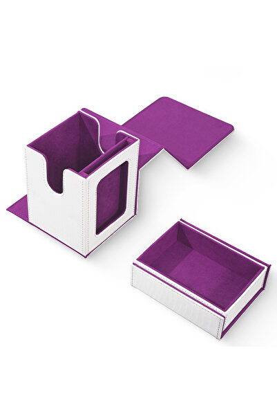 Choice6 White-Purple Commander Deck Box with Display Window, Card Deck Box Ho...