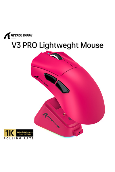 Choice V3PRO Berry red ATTACK SHARK V3PRO Ultra-Light Gaming Mouse with Charg...