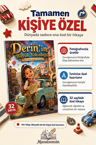 MasalSensin Arabalı Kişiye Özel Çocuk Hikaye Kitabı - İsme Özel Masal - Erkek...