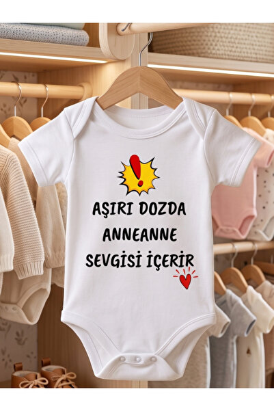 EGGBABY Anneanne Sevgisi Temalı Bebek Body Zıbın %100 Pamuk Eğlenceli Yazılı Hediye Bebek Zıbın