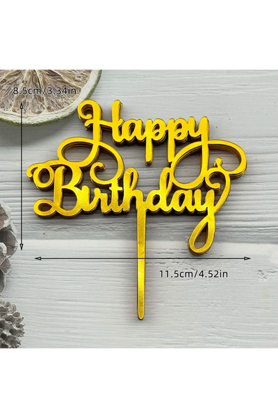 Choice6 Style 1 10pcs 10Pcs Acrylic Happy Birthday Cake Topper Pink Gold Silv...