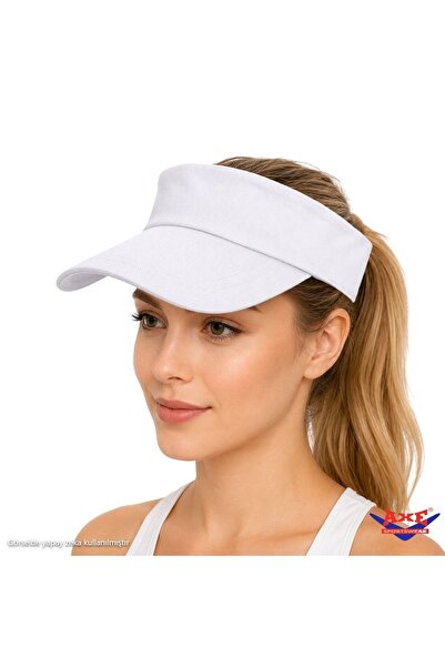 AXE SPORTSWEAR White Adjustable Velcro Visor Hat Uv Sun Protection Casual Bea...