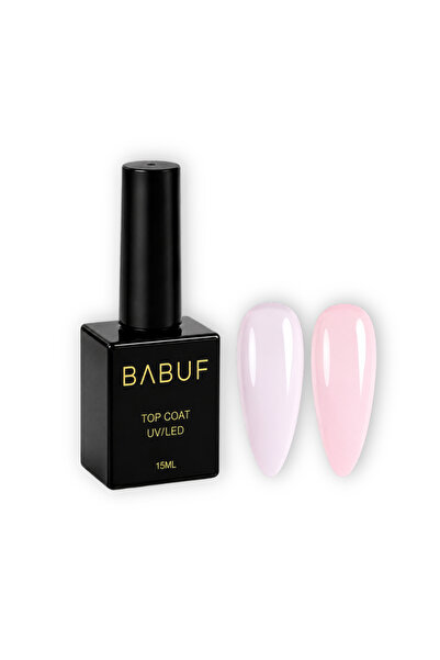 BABUF Top Coat roz lăptos semi-translucid Milky Pink Top TCC2, 15 ml