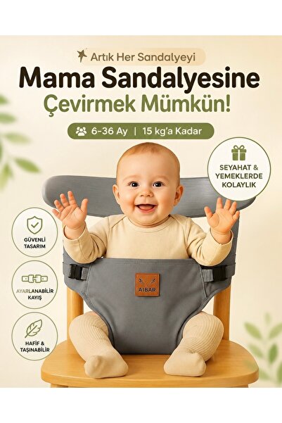 AİBAR Bez Mama Sandalyesi | Portatif Seyahat Bebek Ana Kucağı Yemek Oturağı (...