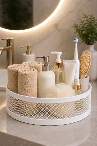 VENON Elis Metal Basket 30 cm X 11 cm Bathroom Organizer Organizer Basket Tow...