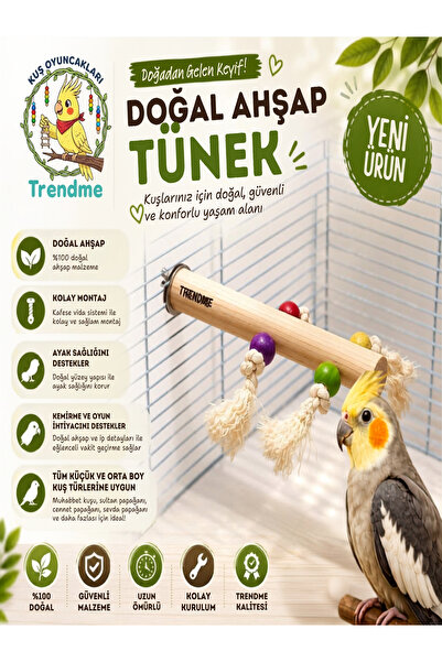 UniqBirdToys Natural Chewing String Beaded Bird Perch ( Sultan, Lori, Paradis...