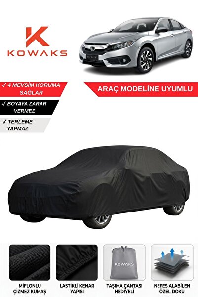KOWAKS Honda Civic Sedan (2017 - 2022) Oto Branda, Araba Brandası, Siyah