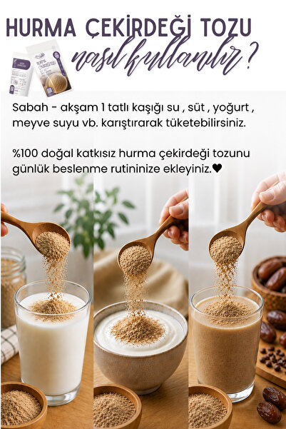 Emine türk anneli 250 gr Hurma Çekirdeği Tozu (UNU) %100 Doğal Annemeli