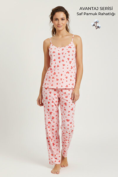Aytuğ&Mısırlı Egyptian Women's Cotton Strap Pajama Set Pink
