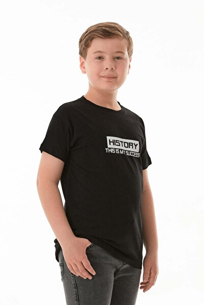 Fulla Moda Tricou pentru băiat 100% bumbac cu imprimeu text istoric