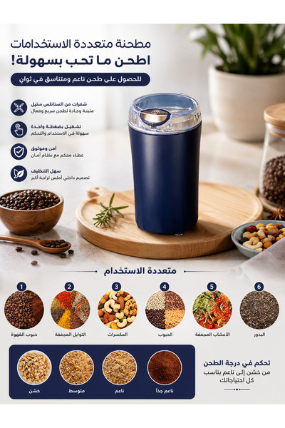 Yallabena Mini Electric Grinder 200W, Portable Spice and Coffee Grinder, 80g ...
