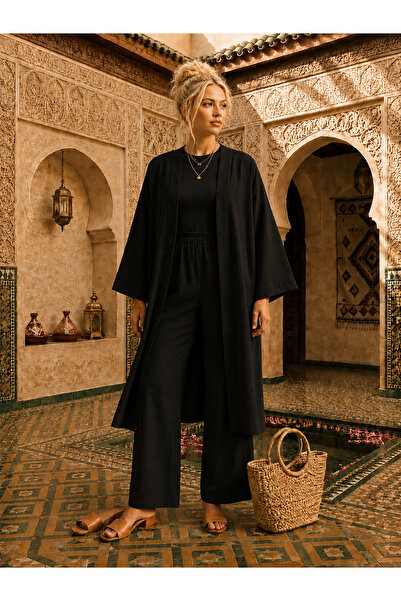 Generic Brand SET SOFYA DE COTON, CULOARE UNI, CU KIMONO LUNG, PENTRU FEMEI