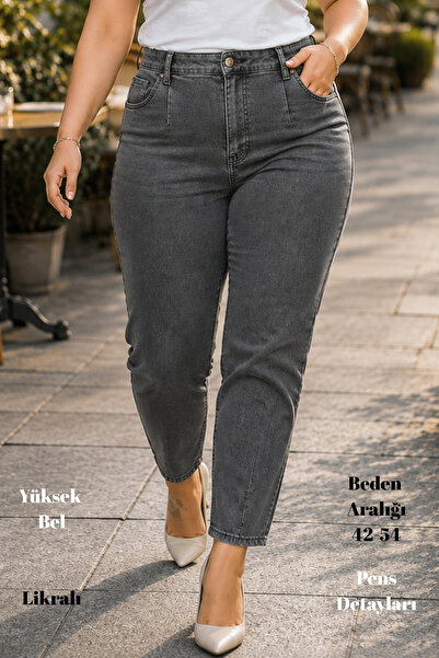 CEDY DENIM Damskie dżinsy Mom Fit, duży rozmiar, wysoki stan, wąskie nogawki,...