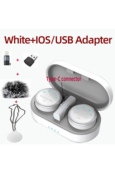 Choice ميكروفون لاسلكي مغناطيسي جديد من Type-C IOS USB أبيض اللون مع قلادة مض...