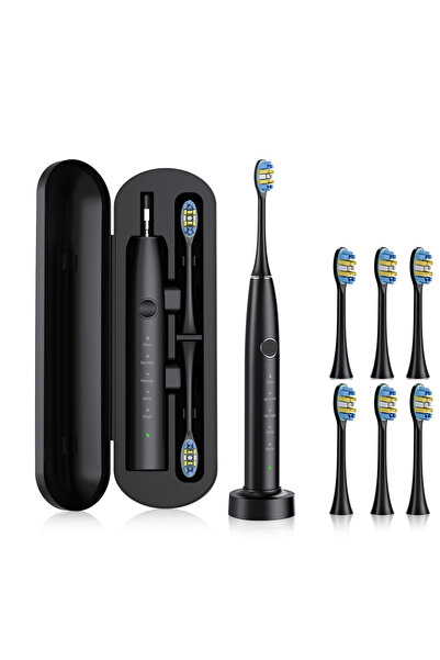 choice2 Black Sarmocare Electric Sonic Toothbrush with 6 Pcs Replacement Head...