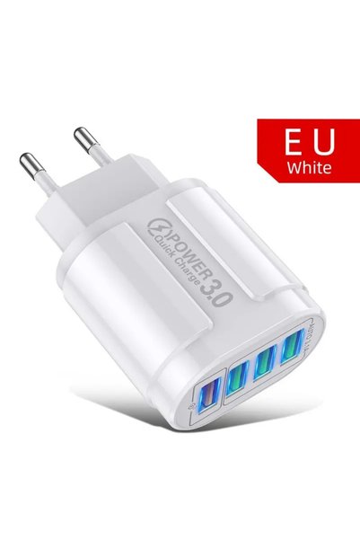 Choice شاحن سريع QC3.0 بقوة 48 وات بمقبس الاتحاد الأوروبي، 4 منافذ USB، معيار...