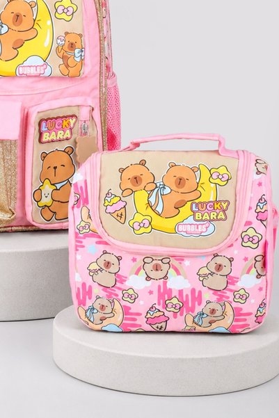 capybara x Dekomus Golden Dream Collection Set ghiozdan și cutie de prânz de dimensiuni mari