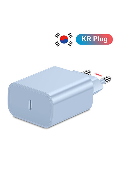 Choice 1PCS KR Plug Blue 20W PD Korean USB C Type C Charger For iPhone 15 Fas...