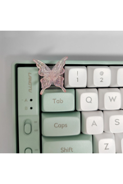 Choice pink Transparent Butterfly Keycaps Cherry Profile R4 Cute Key Caps Cro...